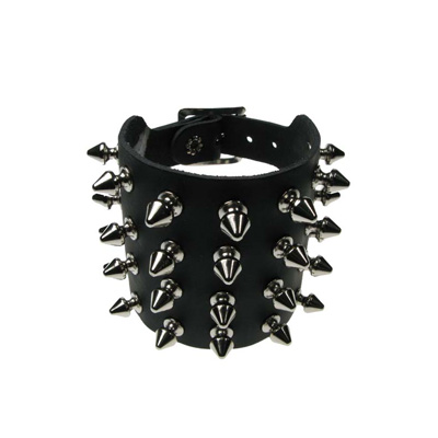Bullet 69 Funky Punk - 4 row spike Bracelet - Noir/Couleur argent